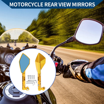 M8/M10 Motorcycle Rear View Mirrors Gold Tone 1 Set for Motorcycle