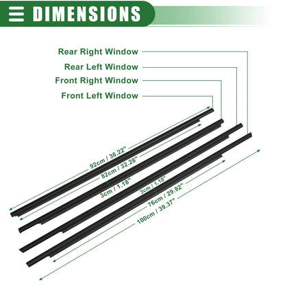 Window Weatherstrip Trim Seal Belt Kit Outer for Toyota Prius (2004-2009)