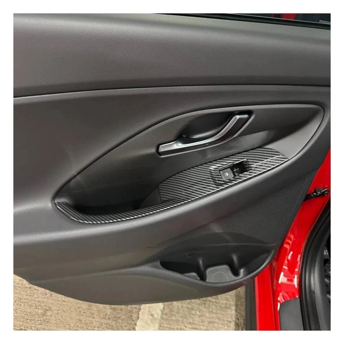 Carbon Fiber Window Lift Switch Panel Trims for Hyundai i30 (2018-2023)