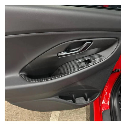 Carbon Fiber Window Lift Switch Panel Trims for Hyundai i30 (2018-2023)