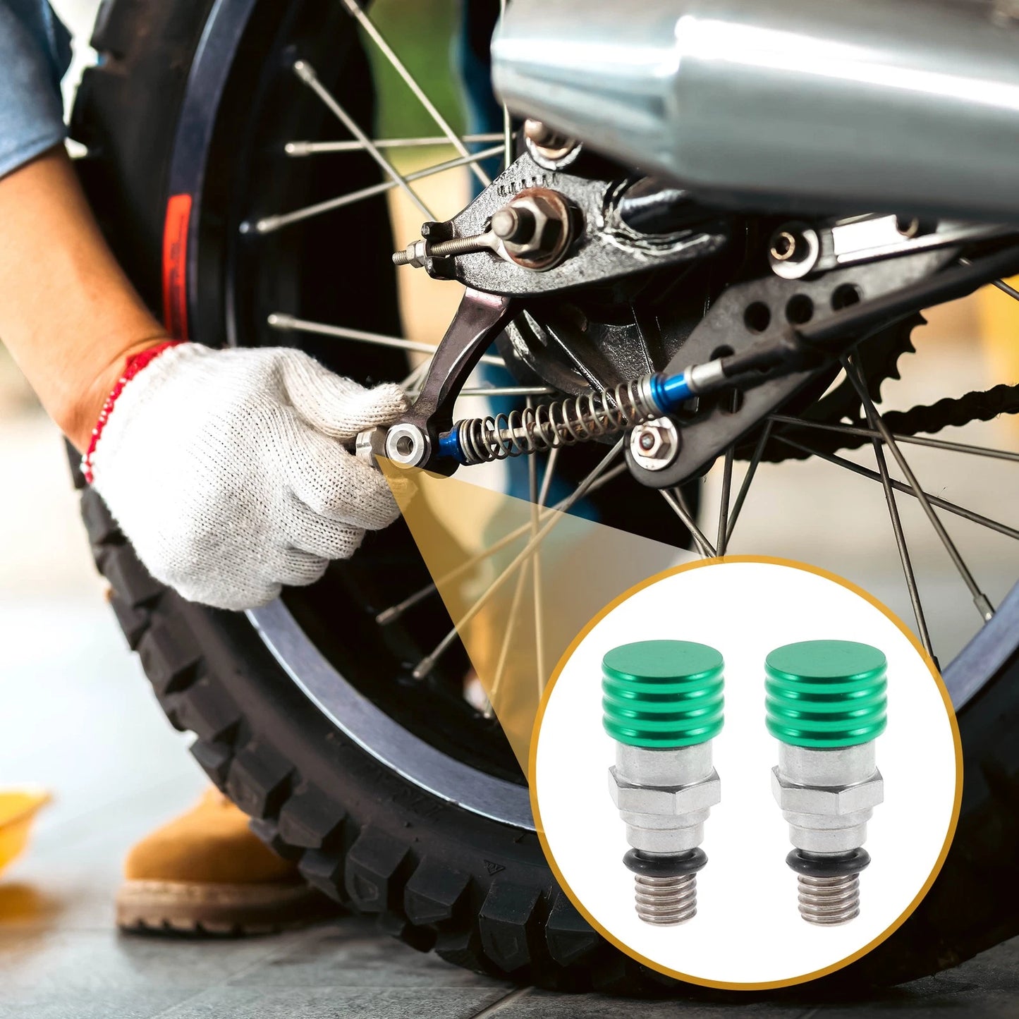 2 x Motorcycle Screw M5x0.8 Fork Air Bleeder Valve Metal Green for Motorcycle