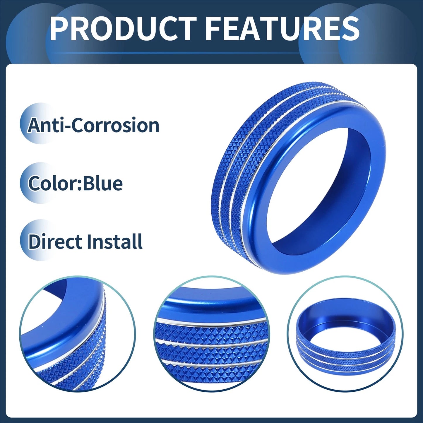Headlight Fog Light Switch Knob Cover Ring for Dodge RAM (18 - 22) Blue 1 Pc