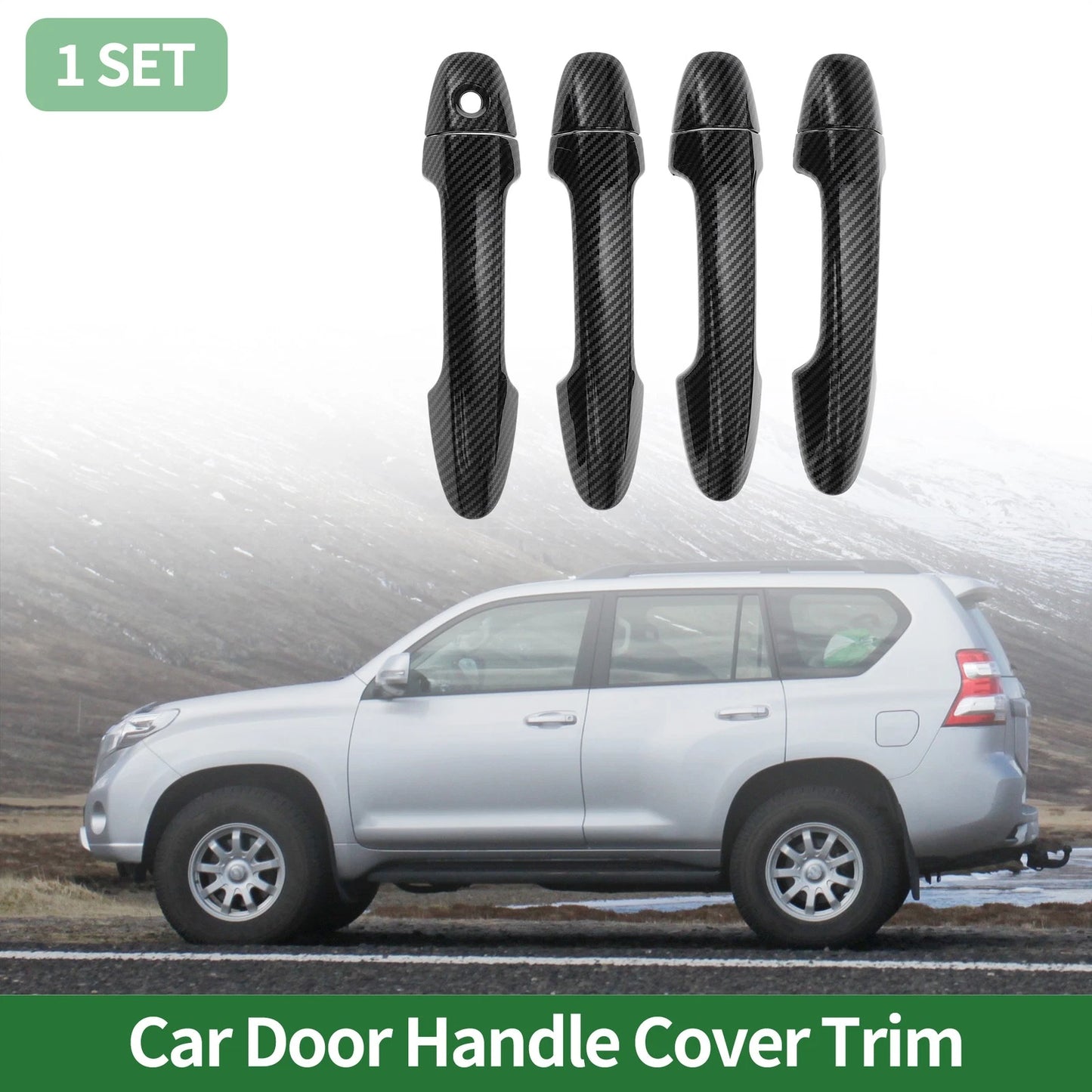 Door Handle Cover Trim Carbon Fiber Black for Toyota RAV4 (2013–2018)