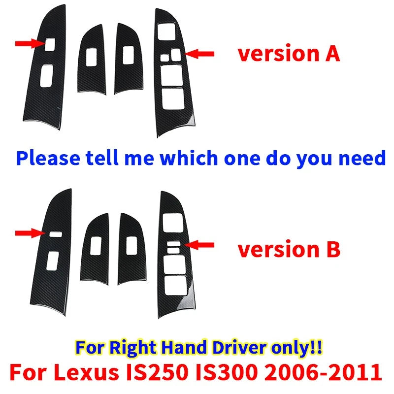 RHD Carbon Fiber Window Switch Panel Cover for Lexus IS250 IS300 (2006–2011)