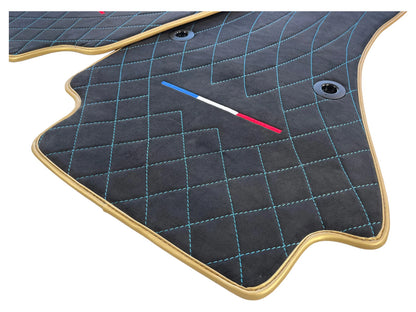 Alcantara Leather Floor Mats for Bugatti Chiron 2018-2022 GOLD Edition