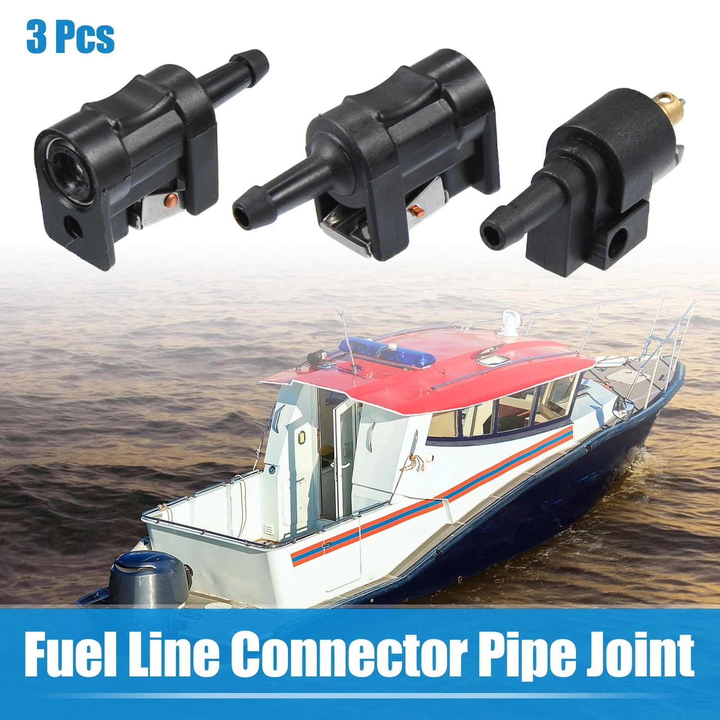 3pcs 8mm 5/16" Marine Boat Engine Fuel Line Connector Male Fittings for Yamaha