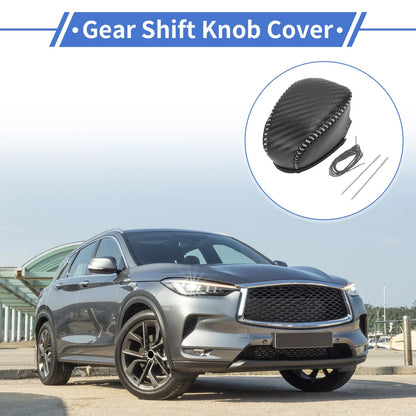 Gear Shift Knob Cover for Infiniti QX50 (2019-2024) Black Carbon Fiber Grey