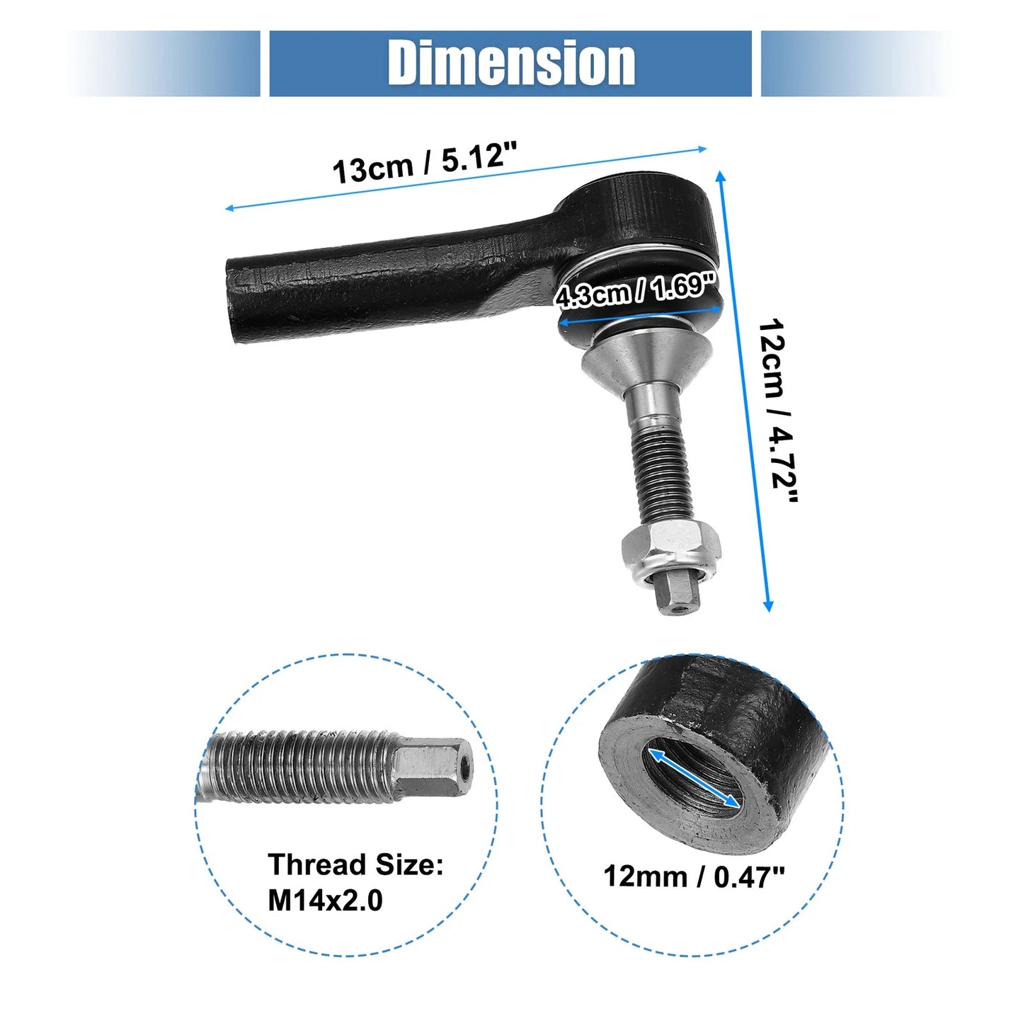 2 x Front Tie Rod End Links for Ford