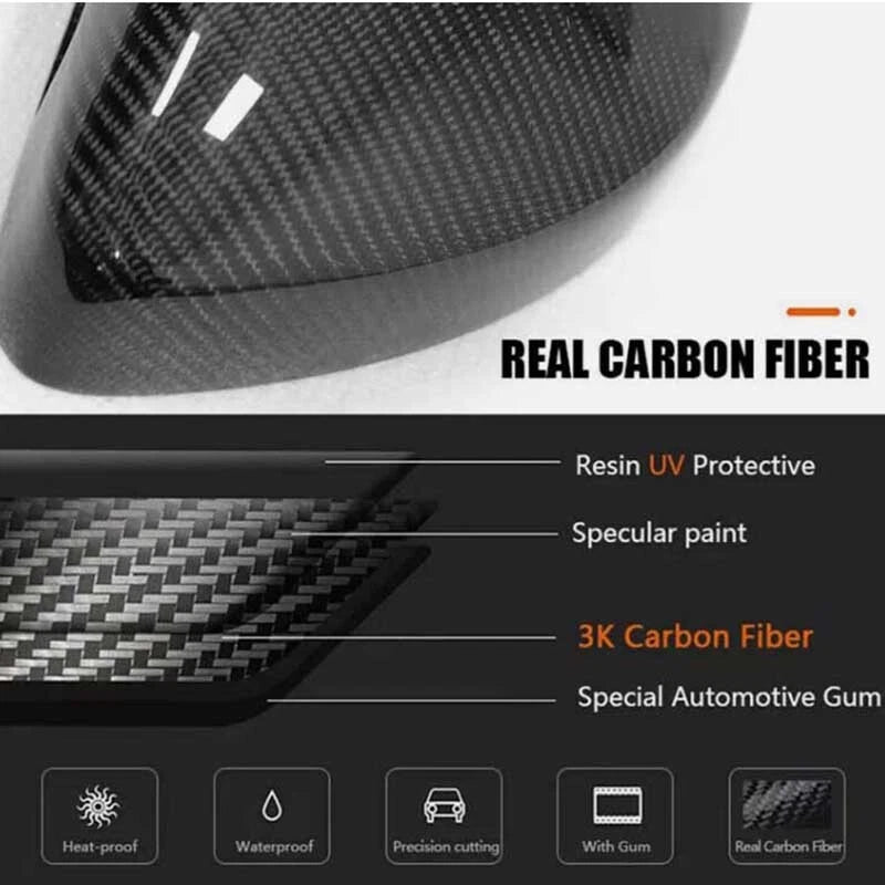 Real Carbon Fiber Add-on Side Mirror Caps Trim for Benz R172 SLK SLC SL AMG GT