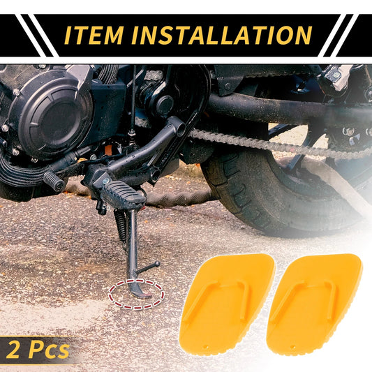 Universal Motorcycle Kickstand Pad 3.54 x 2.36 in Support Plate Yellow 2 x Pcs