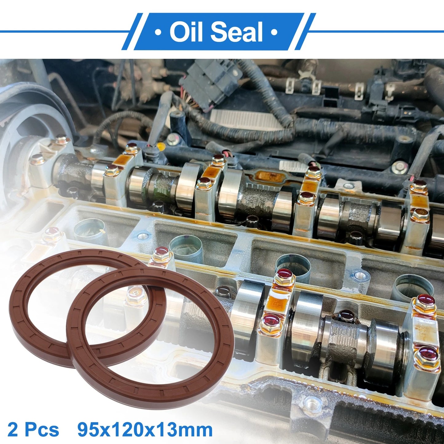 Oil Seal 95x120x13mm Brown 2 x Seal Ring Rotary Shaft Seal FKM Rubber