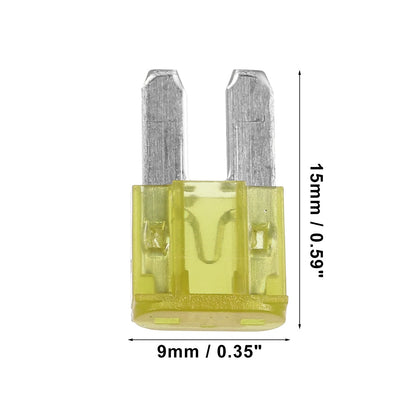 5 x 20A Mini Blade Fuses for Car, Boat, Truck, RV, Motorcycle - Yellow