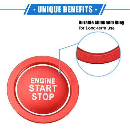 Engine Start Stop Button Cover Ring Kit for Toyota Highlander (2020-2022) Red