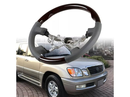 Steering Wheel Wood Grain Leather Grip for Lexus LX470, Toyota Land Cruiser (1998-2007)