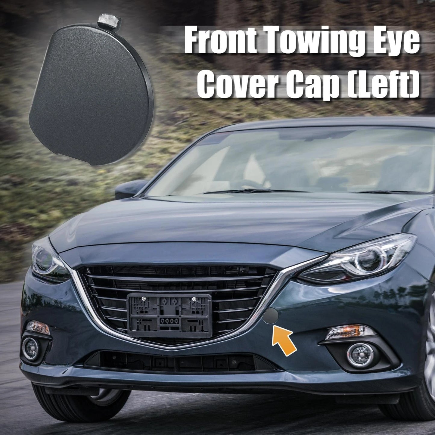 Gray Front Bumper Tow Hook Eye Cover for Mazda 3 (2014-2016)