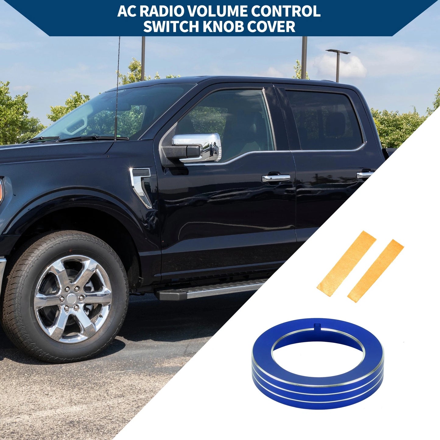 Headlight Switch Knob Cover Ring for Ford Mustang 2015-2020 Blue 1 x