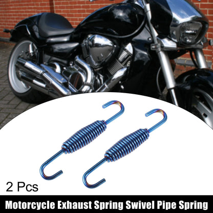 2 x Exhaust Pipe Spring 68mm Stainless Steel Blue for Motorcycle