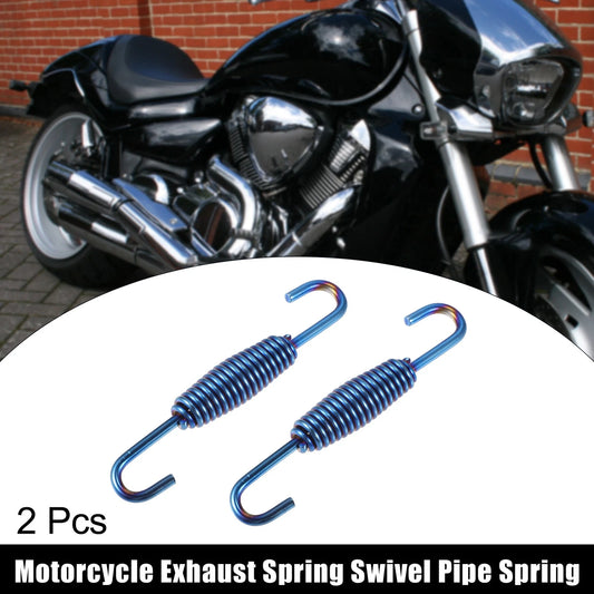 2 x Exhaust Pipe Spring 68mm Stainless Steel Blue for Motorcycle