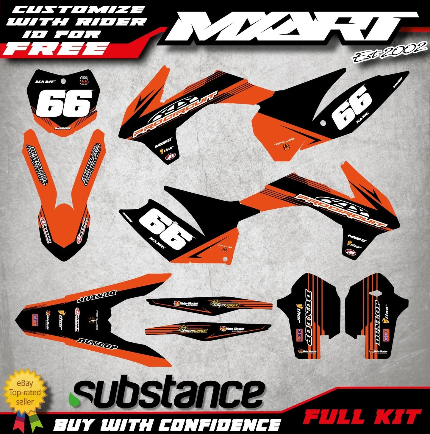 Custom Decals for KTM SX 125 250 Full Sticker Kit (2013-2015)