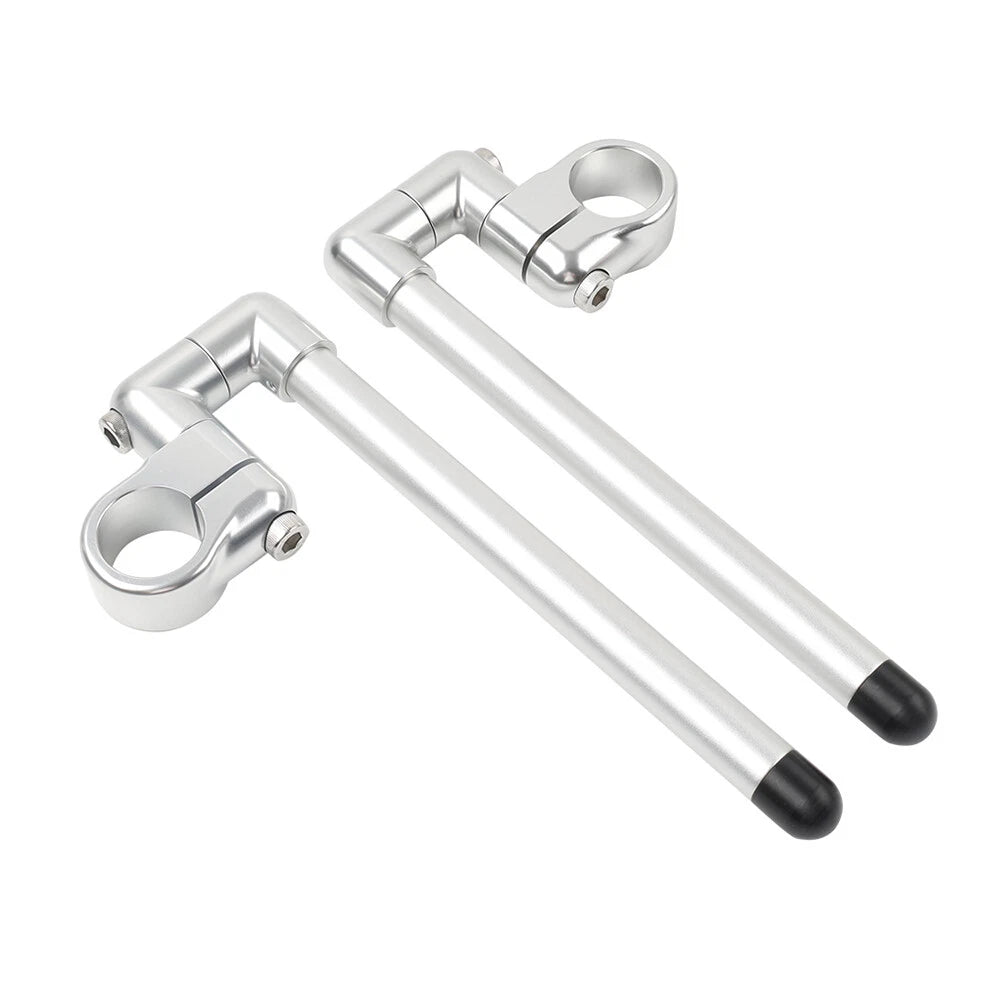 37MM Clip-On Handlebar for Universal Cafe Racer 7/8" Fork Tube Silver