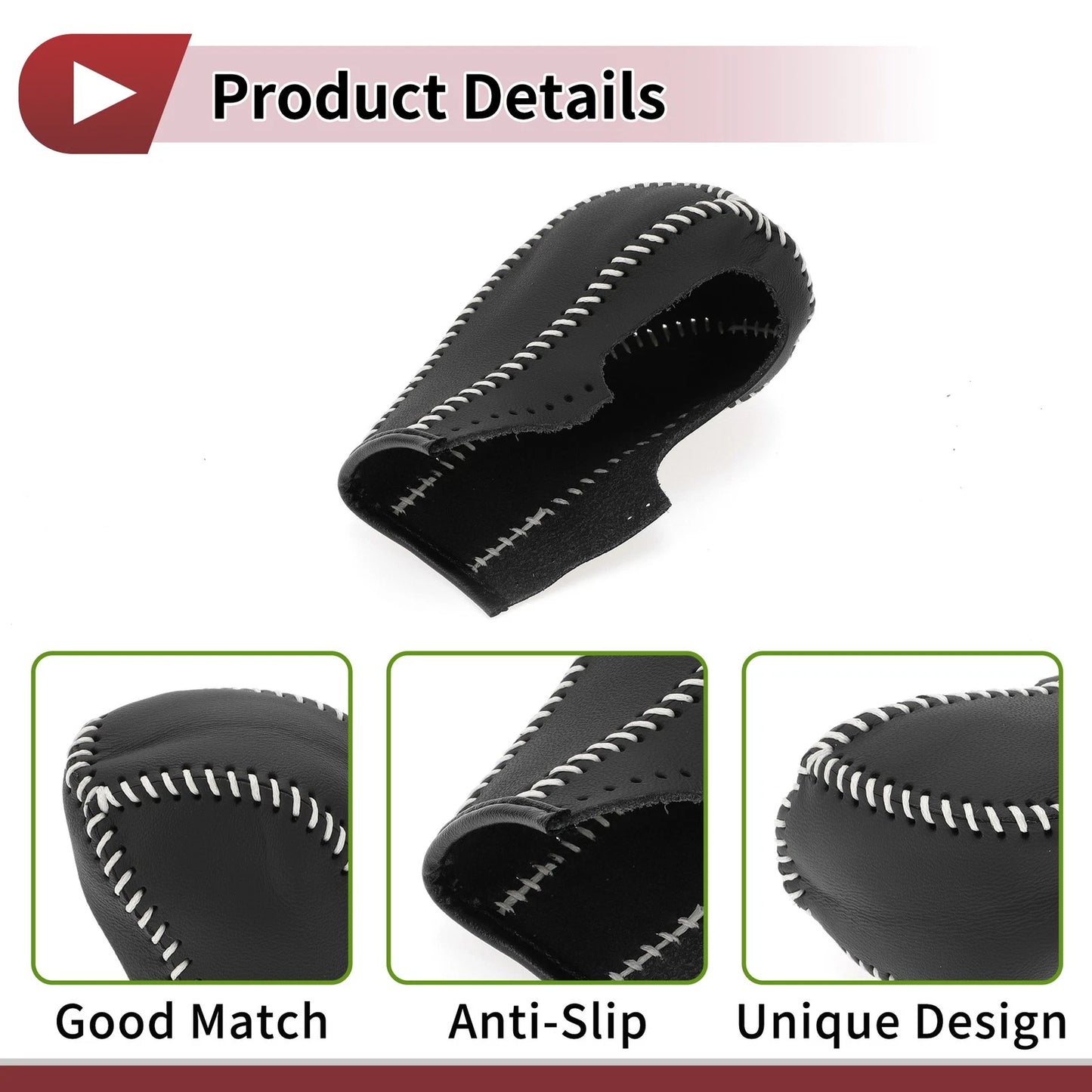 Gear Shift Knob Cover Black Beige Faux Leather for Chevrolet Cruze (2011-2015)