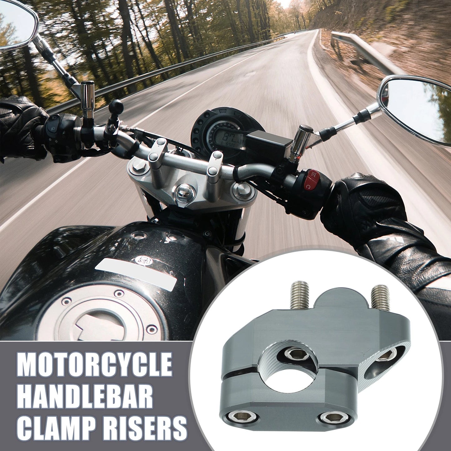 2 x Handlebar Bracket Clamps Risers 7/8" 22mm Titanium Tone for Motorcycle