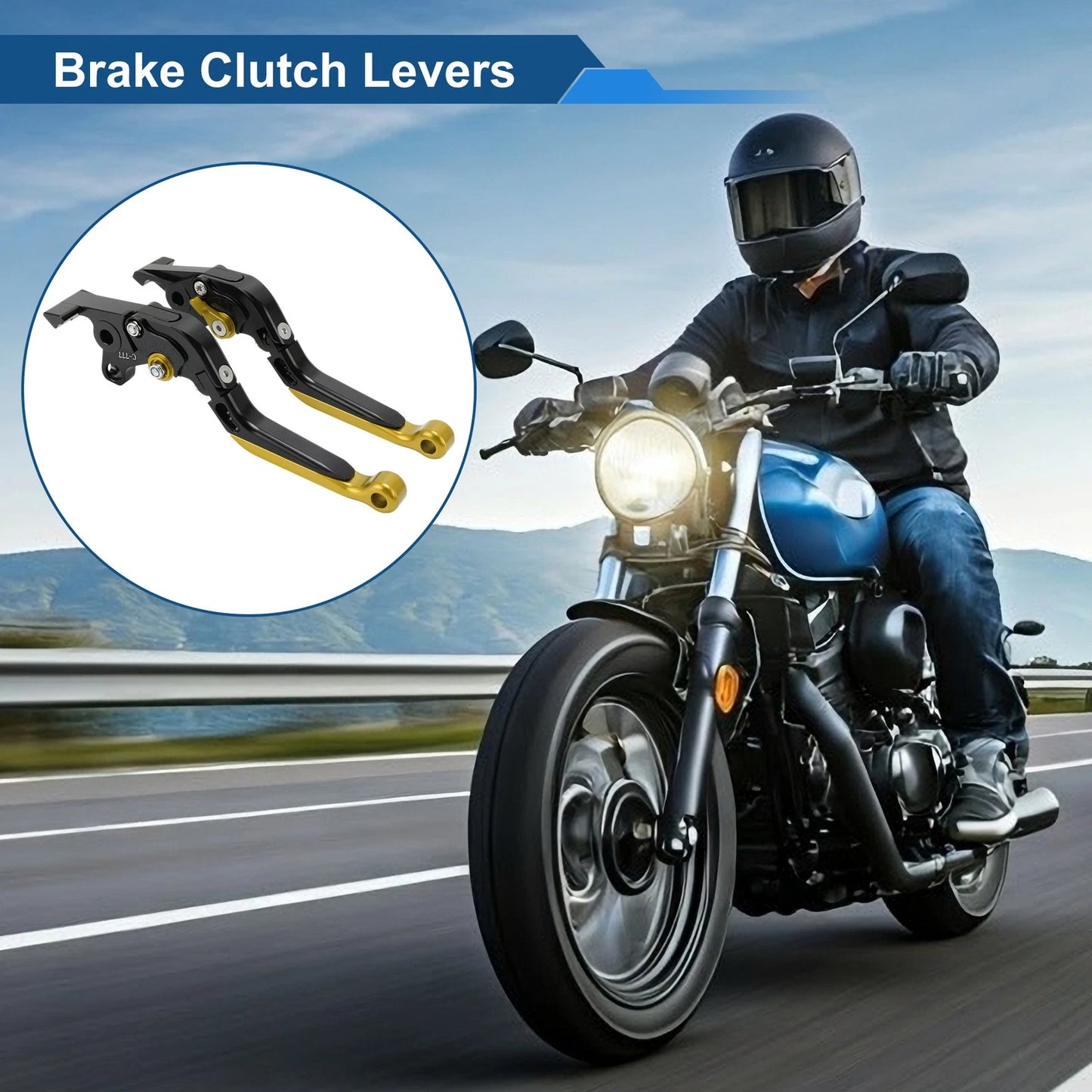 Brake Clutch Levers / Short Long / for Kawasaki ZX7R/ZX7RR Black Gold Tone