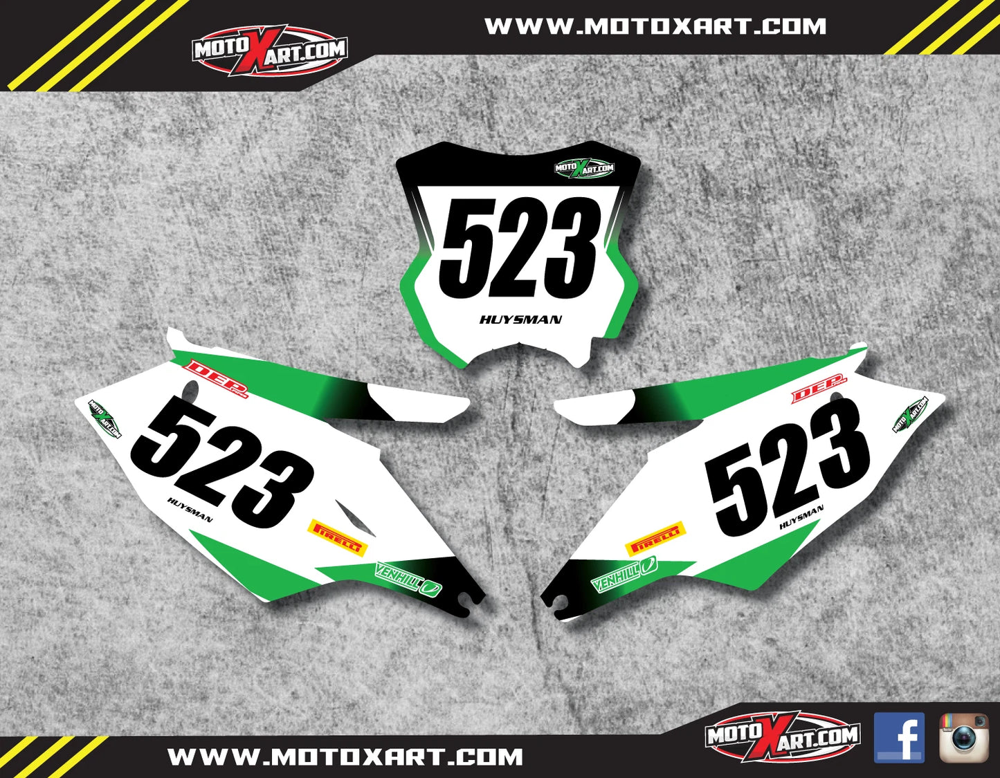 Custom Number Plate Decals for Kawasaki KXF 450 (2016-2018)