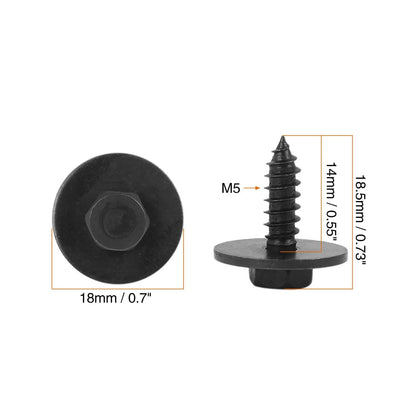 Black Hex Head Metal Screws with Washers 10 x for BMW E46 E60 E90 (2000-2013)