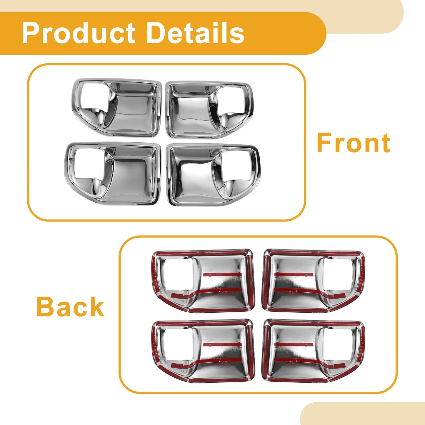 Interior Door Handle Bowl Cover Trim for Jeep Wrangler JK 4DR (2011-2017)
