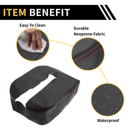Center Console Cover for Chevrolet Silverado Microfiber Leather With Black