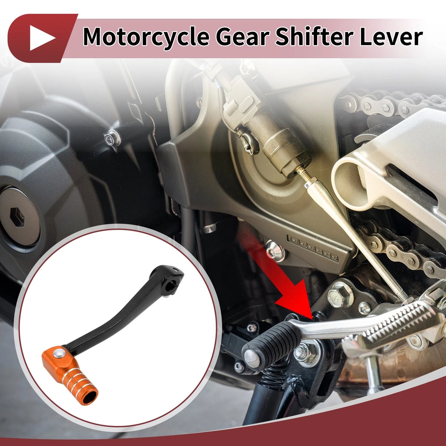 Shifter Lever for Bosuer 125 Black Lever Orange Head