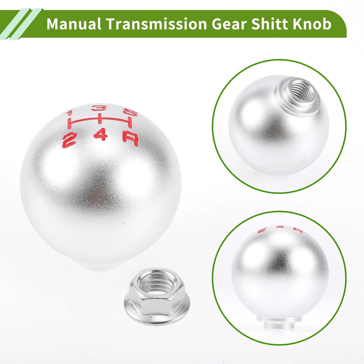 5 Speed Gear Shift Knob for Honda Accord (1990-1997) - Aluminum Silver Tone