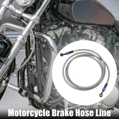 Brake Hose 90 Degree Braided Line 230cm Silver Tone for Motorcycle
