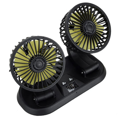 Dual Head Cooling Fan for Car Auto Dash & Lighter Socket