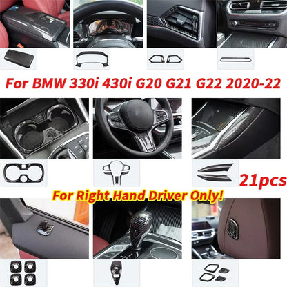RHD 21X ABS Carbon Fiber Trim Cover for BMW 330i 430i G20 G21 G22 (2020–2022)