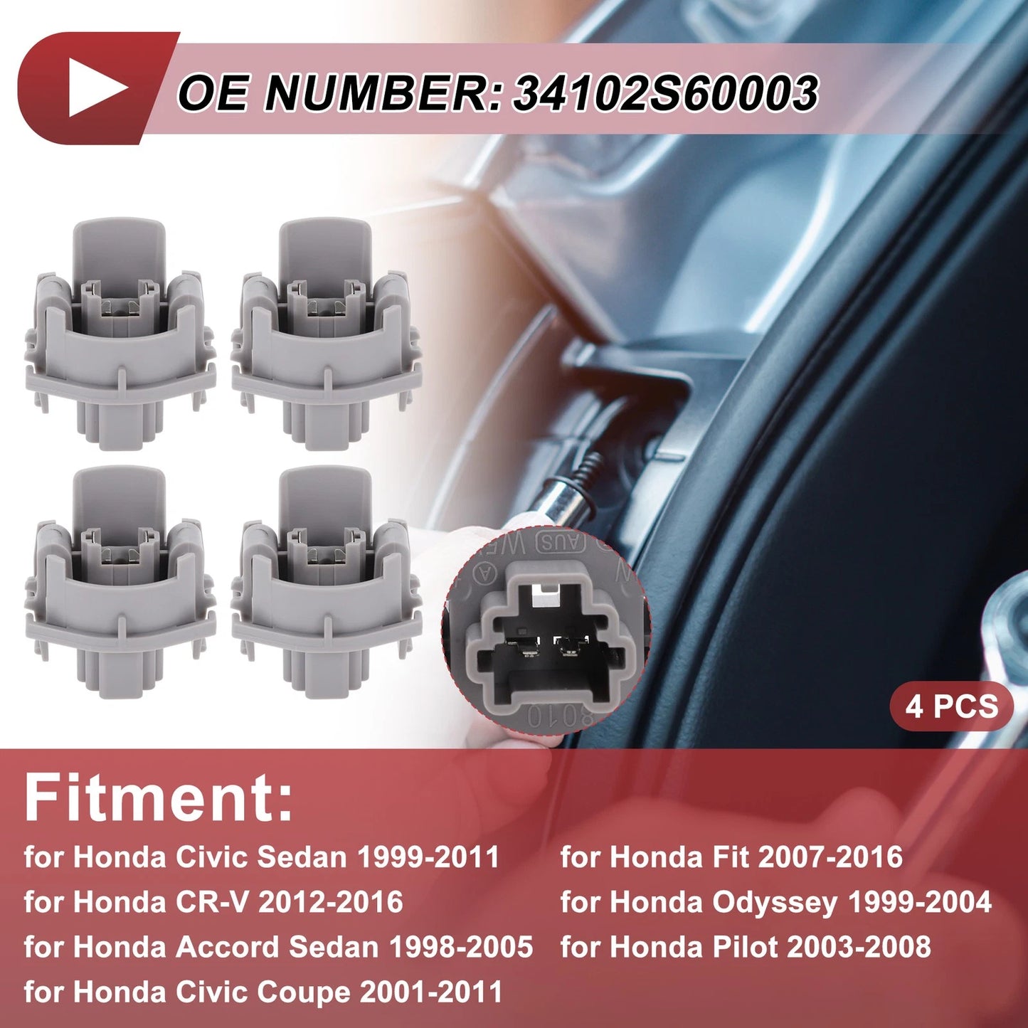 4 Pcs License Plate Light Socket for Honda Civic (1999-2011)