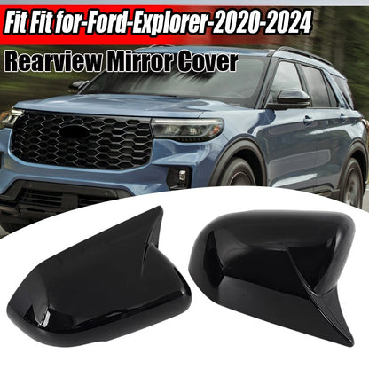 Glossy Black Rearview Wing Mirror Cover Caps for Ford Explorer (2020-2024)