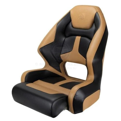 Relaxn Mako Series Premium Bucket Boat Seat Black Carbon/Tan + Cover