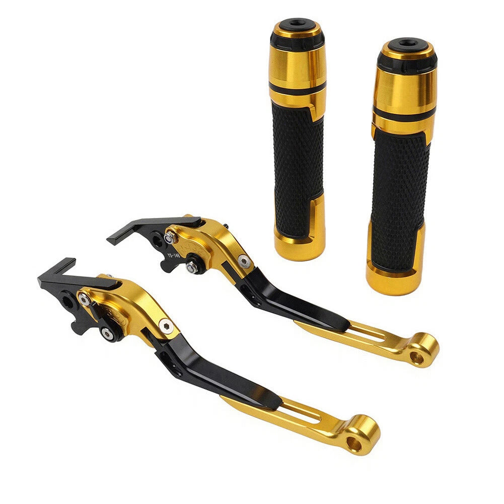 Gold Extendable Brake Clutch Lever Grip Set for Suzuki GSXR600 GSXR1000