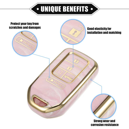 Key Fob Cover 5 Button for Honda Accord CRV Porcelain Soft TPU Pink