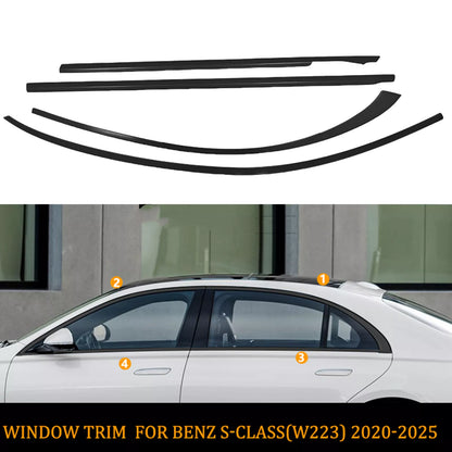 Gloss Black Window Trim Seal for Benz S-Class W223 (2020-2025)