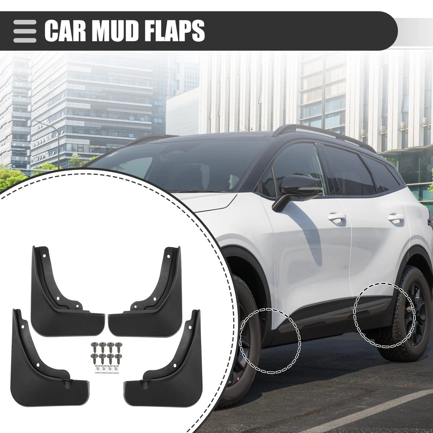 Car Mud Flaps Splash Guards  Black for Kia Sportage (2022-2023)