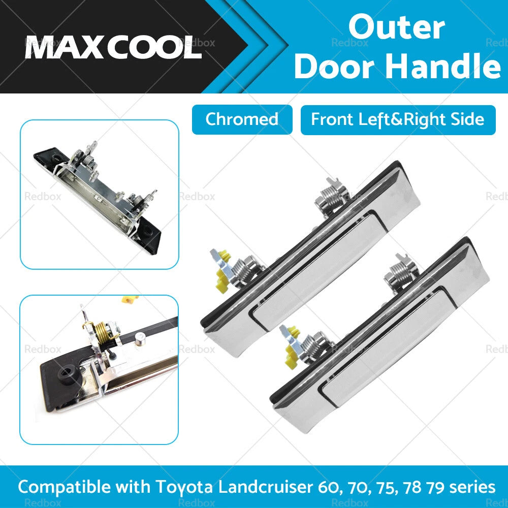 Chrome Door Handles Pair for Toyota Landcruiser 60 70 75 78 79 80 (1980-2007)