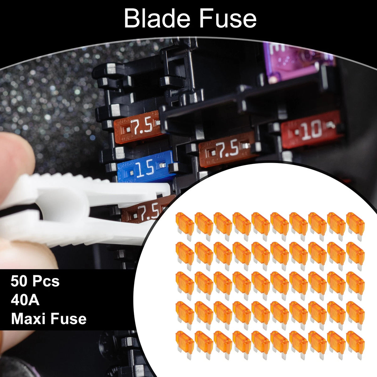 50 Pcs Maxi Fuse 40A Blade Fuse Orange for Car