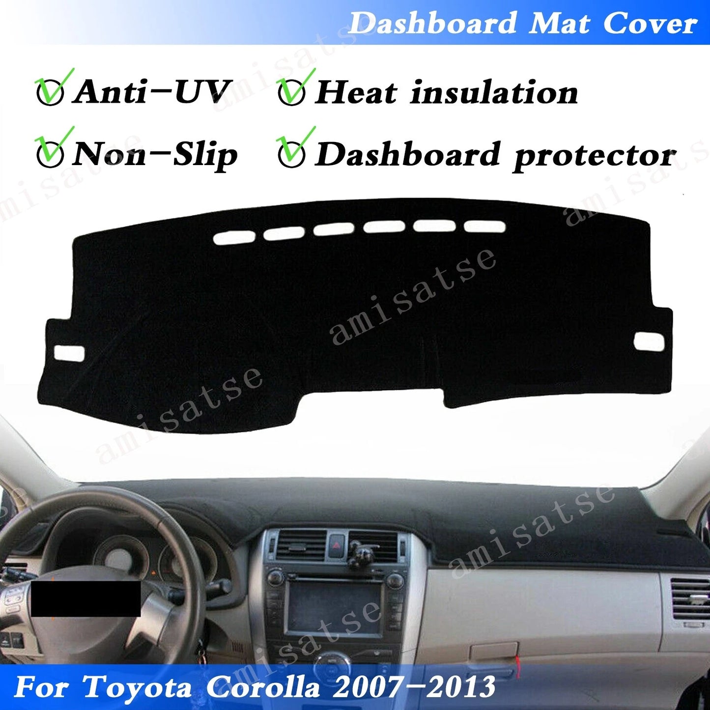 Dash Mat Non-Slip Sun Cover for Toyota Corolla (2007-2013)
