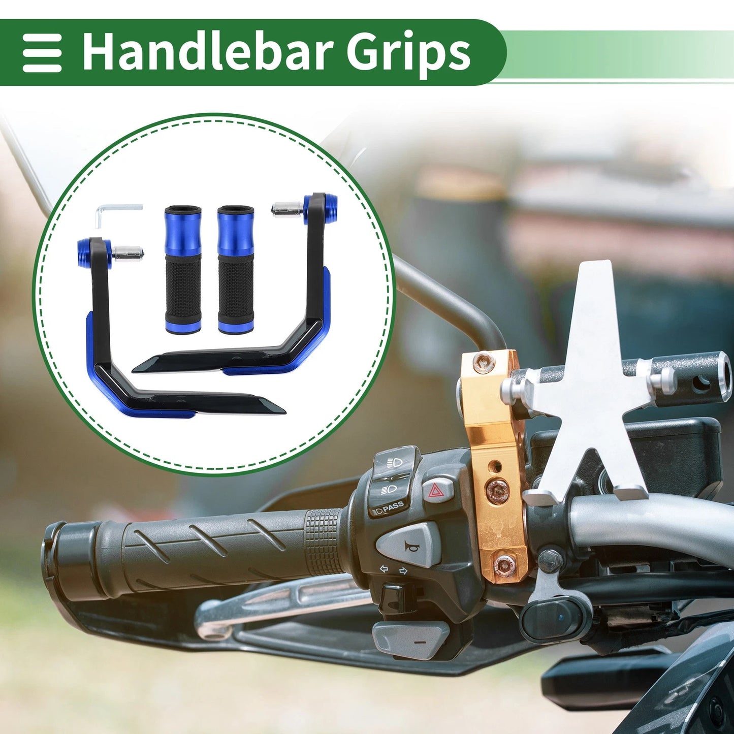 Hand Grips Cover Kit for Motorcycle Handlebar End Grips Aluminum Alloy Blue