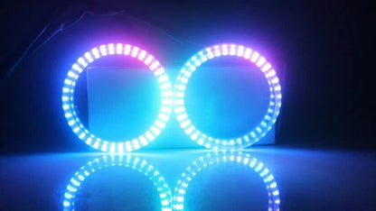95MM RGB COB LED Angel Eye Halo Ring Lights for Headlight DRL Bluetooth