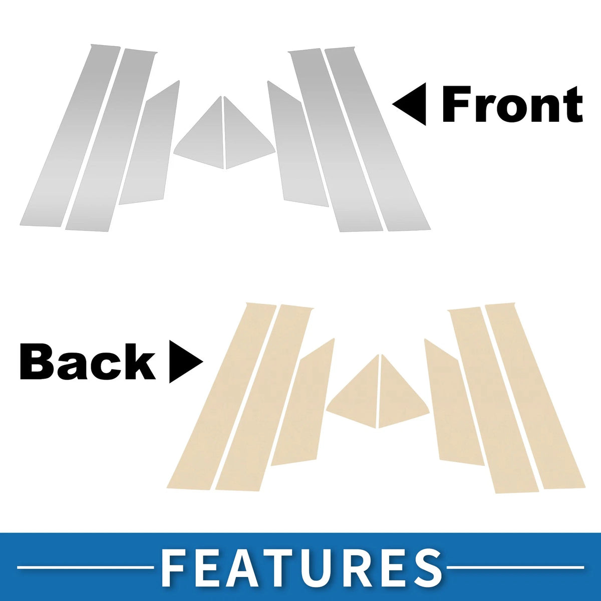 8pcs Door Pillar Window Trim for Ford EcoSport (2018-2022) Silver Tone