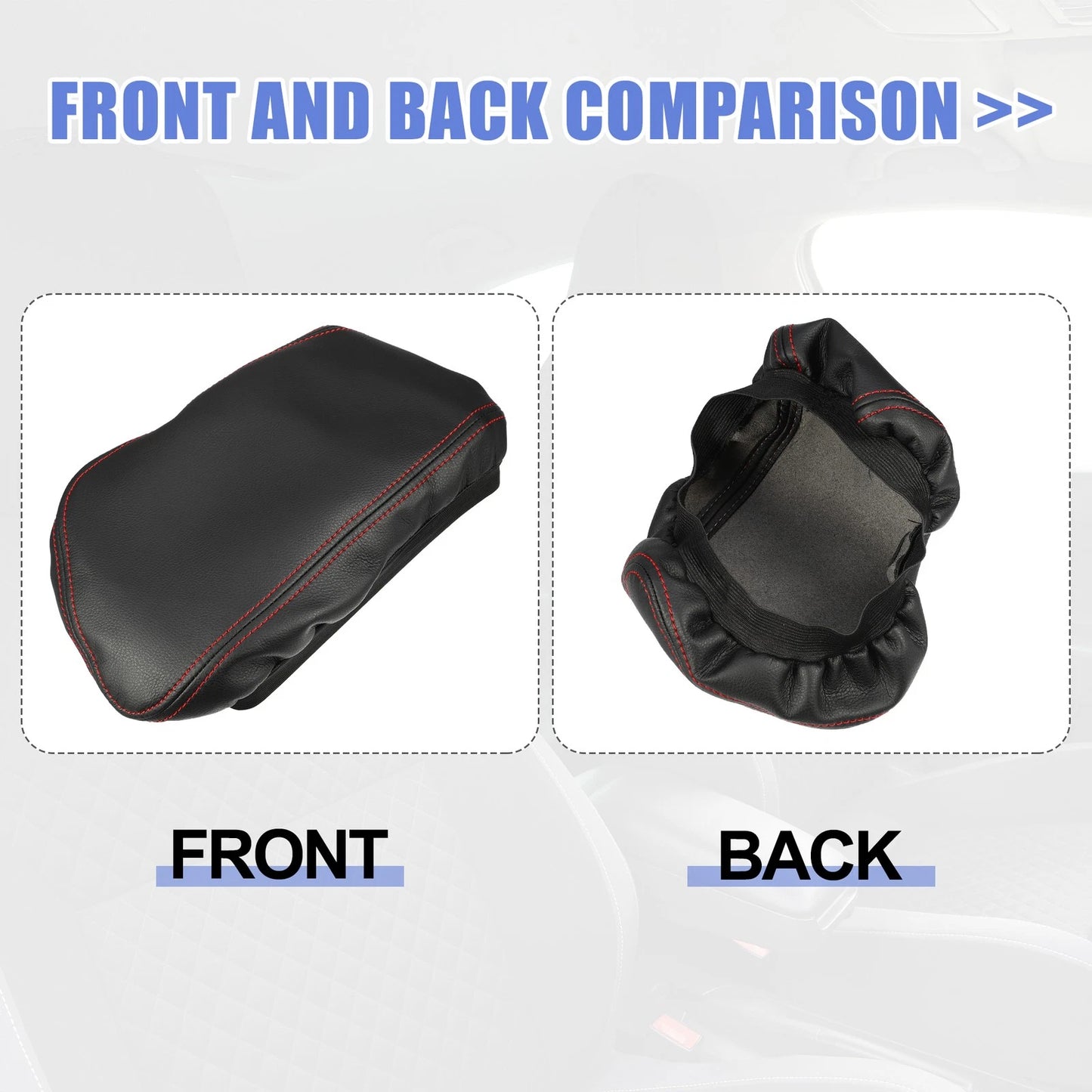 Car Center Console Armrest Cover for BMW X1 2016-2021 Black Red Stitching
